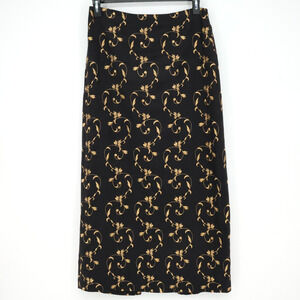 Kelly and Diane Skirt Womens 12 Black Gold Floral Embroidered Beads Zip Lined